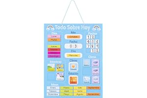 Navaris Calendario Didattico Spagnolo - Tabellone Magnetico Apprendimento Giorni Mesi Stagioni Clima con 41x Calamite - Gioco Educativo Bambini 3 Anni