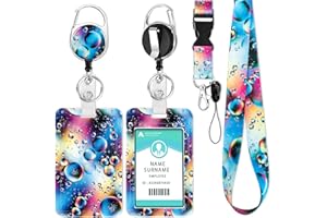 DUOUPA Ausweishülle mit Band, Ausziehbarer Schlüsselband Badge Holder, Kartenhülle Schlüsselanhänger mit Karabiner, Lanyard für Frauen, Lehrer, Krankenschwester, Doktor, Student（Wasserball）