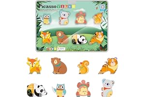 PicassoTiles Magnetyczne płytki klocki 8 magnesów zwierzęta leśne figurki akcji kompatybilne akcesoria magnetyczne płytki zestaw zabawek budowlanych STEM edukacyjne nauka maluch dziewczęta chłopcy