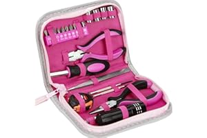 QH-SHOP Kit di Attrezzi Rosa Set di Attrezzi Per La Riparazione da Donna 23 Pezzi Set di Attrezzi per le Donne Include Bit Prese Nastro Di Misurazione Pinze da Taglio per la Casa l'Ufficio Auto
