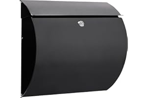 ARREGUI Aura E5404 Buzón Exterior de Acero, Tamaño L (Revistas, Sobres C4), Gran Capacidad, Buzón de Correo Grande, Buzón de Pared Moderno, Antilluvia, Fácil de Instalar, Negro