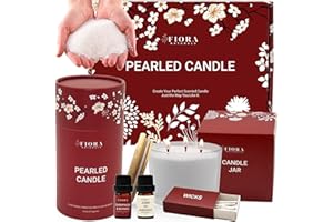 FIORA NATURALS Pearled Candle Sand Gift Set - 18oz Sand Wax, 30 Wicks, 2X Natural Fragrance Oils + Free Large Glass Jar Included - Smoke-Free Powder Snow Candles, Upto 120 Hours Burn Time - DIY Candle Making Kit