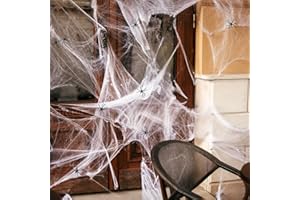 ‎COVACURE COVACURE Halloween Deko Outdoor Innen Spinnennetz - 1800㎡ 300g XL groß Spinnennetz mit 50 Spinnen für Halloween Party Garten Deko