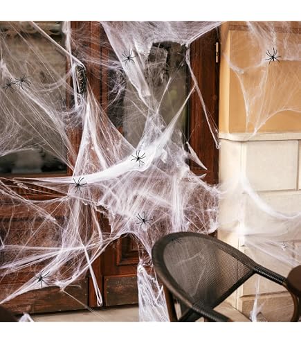 Halloween Spinnennetz Deko – 160g Dehnbar, Mit 30 Kunstspinnen, Für Garten & Party