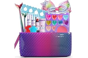 Purple Ladybug Kinderschminke Set für Mädchen - Geschenke für Mädchen 6 7 8 9 10 11 Jahre Alt - Sicheres und Abwaschbares Meerjungfrau Schminke Set mit Schminkkoffer, Lippenstift, Rouge, und Mehr