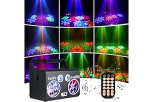 ALLWIN Discolicht Partylicht DJ Lichter 90 Muster Party Licht mit Fernbedienung, Musikgesteuert Sound Activated DMX Effektstrahler Bühnenlicht für KTV Party Bar Stage Feste