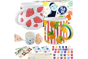 Crifeton Kit Paint-a-Mug Singolo o Doppio per Personalizzare Tazze per Adulti Kit per Ceramica da Decorare Include Tazze, Colori, Pennelli e la Guida Rapida -Set di artigianato per adulti