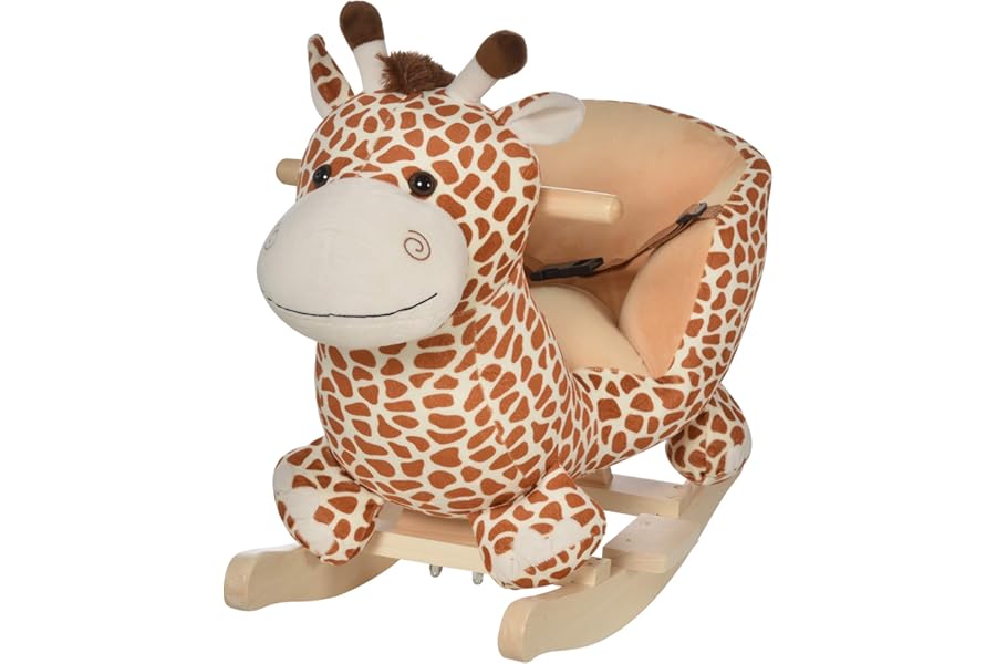 HOMCOM Children Kids Rocking Horse Toys Giraffe Seat Belt Toddlers Baby Toy Gift
