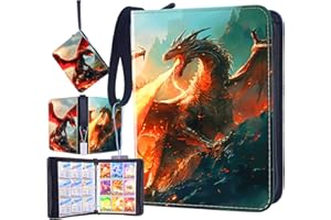 AHYDFSR Classeur Carte Album, Grand Album de Cartes à Collectionner, Capacité de 50 pages de 900 Cartes, Grand Cahier Rangement Album Carte Protege, Porte Cartes en cuir Imperméable Fermeture éclair