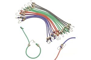 TIESOME 14 correas elásticas pequeñas con ganchos, 25,4 cm, mini ganchos ajustables, multicolores, cortas, para tiendas de campaña al aire libre, lonas