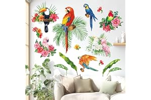 BASHOM BS-108 Coloré Perroquets Tropicaux Stickers Muraux Oiseaux Stickers Amovibles pour Jardin Pépinière Chambre Salon art décor à la maison peintures murales décoration