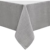 smiry Tablecloth Linen Look Washable Lotus Effect Rectangular 100 x 140 cm Waterproof Stain Resistant Light Grey