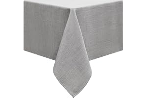‎SMIRY smiry Leinenoptik Tischdecke Abwaschbar Lotuseffekt Eckig 100 x 140 cm Tischtuch Leinendecke Wasserabweisend Tafeldecke Tischwäsche Fleckschutz, Hellgrau