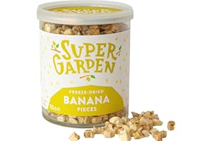 SUPERGARDEN Super Garden plátano liofilizado en trocitos - Producto 100% puro y natural - Apto para veganos - Sin azúcares, aditivos artificiales ni conservantes añadidos - Sin gluten - No OMG