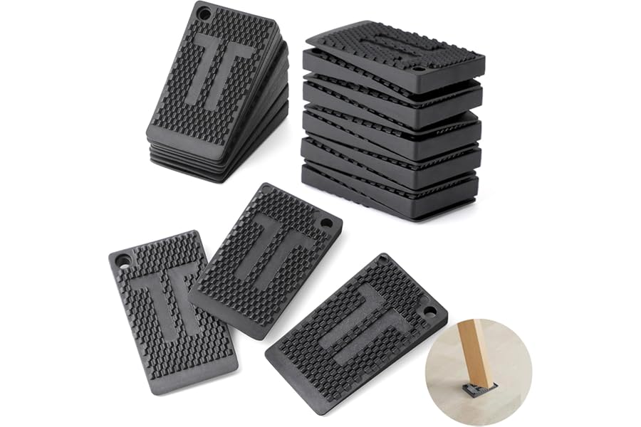 Furniture Levelers Pads,20 Pack Flexible Rubber Table Leveling Shims for Home Improvement - Level Wedges,Cabinet and Chair Shims、Table Leg Leveler, Waterproof Non-Slip, Stackable(Black)