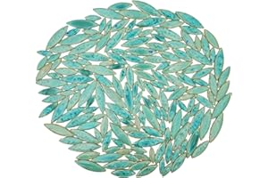 Yuvori Carreaux de mosaïque en céramique forme de feuille, 0,5 kg, tailles mixtes, décoration DIY pour salle de bain, salon, cuisine, jardin (vert craquelé glacé)