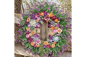 CHAMPRACER Türkränze, 50 cm Frühling Sommer Ganzjahres Kranz, künstliche Blumen, Große Grüne Blattkränze Türkranz für Haustür Outdoor Fenster Wand Garten Hochzeit Festival Party Home Dekoration