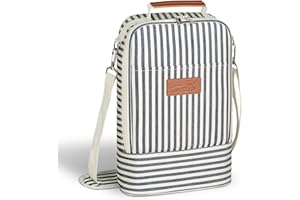 Kato Tirrinia Bolsa térmica aislada - Portabotellas para 2 Botellas de Vino y Cerveza, portavasos de Copa de Vino con Aislamiento, asa y Correa para el Hombro, Cesta para Botellas para degustación