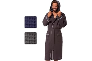 Morgenstern Accappatoio Uomo Leggero I Nido d'Ape I Cotone I Cappuccio