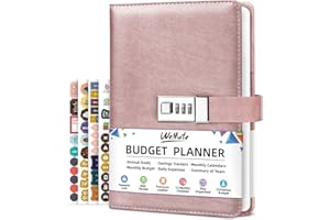 ‎WEMATE WEMATE Budget Planer Mit Schloss –Monatliches Budgetbuch Mit Ausgabentracker-Notizbuch, Undatierter Finanzplaner Zur Verwaltung Ihres Geldes, A5 Leder Konto- und Budgetbuch, (undatiert)