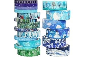 KAVI' S 19 Rouleaux Hiver Washi Tape Set Maigre Masking Tape Ruban décoratif pour Arts et travaux manuels de Bricolage, Scrapbooking, Bullet, Journal, Planning, Cadeaux, décoration