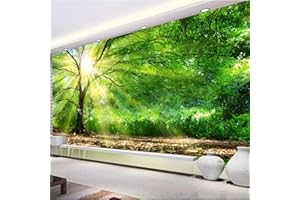 Arsey Wandteppich Wald Wandtuch Baum Wand Teppich Tapisserie Sonnenschein Himmel Wandbehang Gras Natur Landschaft Schöne Wandteppiche Deko Wohnzimmer Schlafzimmer, Grün, 230x180cm