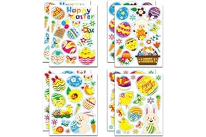 KEELYY 8 Stück Aufkleber Ostern, Ostereier Sticker Ostersticker Osterhasen Küken Blumen Aufkleber Osterdeko für Kinder