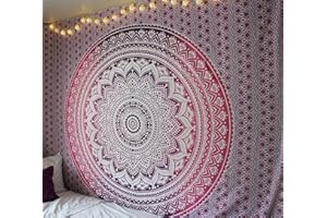 GLITZFAS mandala dywan ścienny, gobelin, indyjska chusta na ścianę, do sypialni (P 200 x 150 cm)