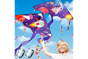 MarckersHome Cometa,2 Pack Grande Cometa El Astronauta e Cohete por niños,110 * 55cm,Cordón y Cola de la Cometa incluidos,Juguetes de Cometa adecuados para Actividades Familiares al Aire Libre