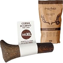 MAIKAI Confezione da 2 Corna di Cervo per Cani Grandi L - Masticativo Naturale Senza Punta – Osso Sicuro Antitartaro – Giocattolo Antistress Resistente – Snack Lungo Durata - Regali MAIKAI Confezione da 2 Corna di Cervo per Cani Grandi L - Masticativo Naturale Senza Punta – Osso Sicuro Antitartaro – Giocattolo Antistress Resistente – Snack Lungo Durata - Regali