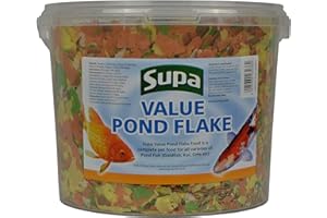 Supa Value Pond Flake Fish Food, 3 Litre Bucket | Premium Quality Goldfish, Koi & Coldwater Pond Fish Food | Provides A Nutritional Balanced Diet | Comes in a Resealable Bucket to Keep the Food Fresh