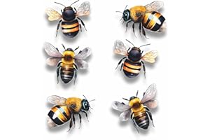 Bumblebee Wall Stickers, Hardwearing Waterproof 0% Transparency Decals, DIY Peel & Stick Perfect to Cover Marks, Wall Decor, Weatherproof for Cars & Other Home Projects. LaoGraphics® (6 Bees, A5)