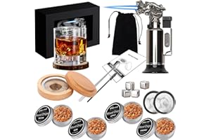 LANGRAY Kit per Affumicatore da Cocktail con Torcia, Mini Affumicatore Cocktail Set con 4 Gusti Tucioli di Legno e 4 Cubetti di Ghiaccio, Kit per Fumatori di Bevande per Whisky, Bevande, Bourbon, Bistecche
