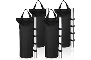 KAMEUN 4er-Pack Pavillon Sandsäcke, Industriequalität 600D Bein Gewichte für Faltpavillon Partyzelt Baldachin Gartenzelte Festzelte, Schwarz (Nur Sandsack, Sand Ausgeschlossen)