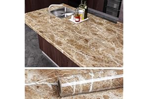 VEELIKE Papel Autoadhesivo Pared Mármol 0.4m x 18m Papel Pintado Marmol Marrón Papel de Pared Cocina Lavable Papel Tapiz Paredes Rollo Papel Adhesivo para Muebles Vinilo Pared Baño Decoracion Hogar