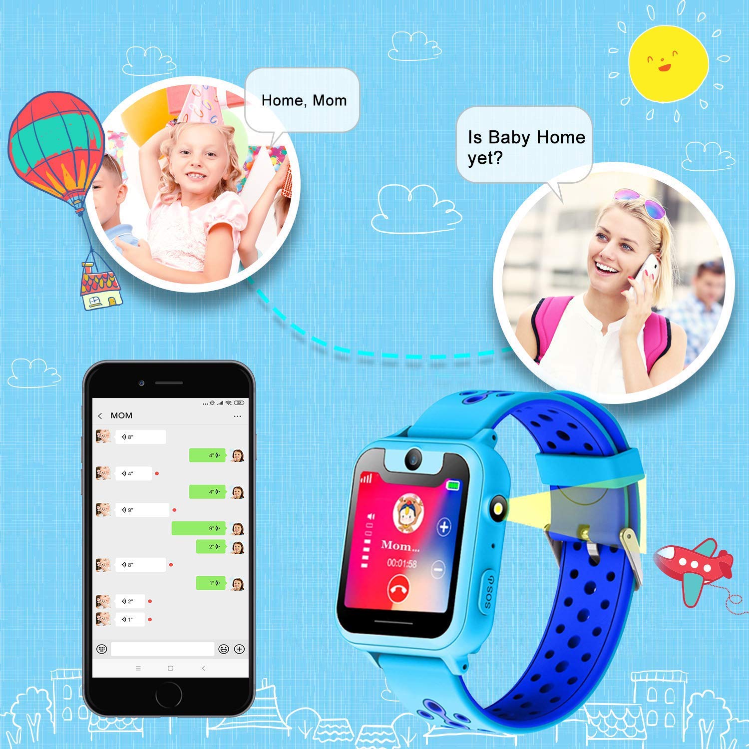 Jaybest-Montres-intelligentes-pour-Enfants-Enfant-Musique-Montre-Telephone-Montre-Enfant-Fille-Garon-SOS-SmartWatches-avec-camra-Cadeau-de-Jeu-pour-Enfants