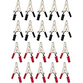 Electronic Spices Pair of 10 Insulated Crocodile Clips Plastic Handle Cable Lead Testing Metal Alligator Clips Clamps 52mm Le