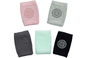 WolinTek 5 Paire de Genouillère Protège Genoux Bébé,Genouillere Bebe Antidérapant Protege Genoux Bebe Coton Unisexe Genouillères Bébé