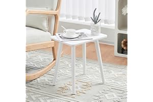 YOUDENOVA Drewniany stolik pomocniczy, mały stolik do salonu, stolik nocny, stolik do herbaty, stolik kawowy do salonu, sypialni, na balkon, stojak na kwiaty, 40 x 30 x 43 cm, biały