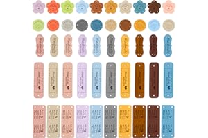 LDERFIV 50 Pezzi Etichette Handmade da Cucire Handmade Etichette Fatto a Mano Etichette Etichette Personalizzate Etichette Cucito con Buchi per Uncinetto Borse Cappello Vestiti Craft Fai da Te, 5 Stili