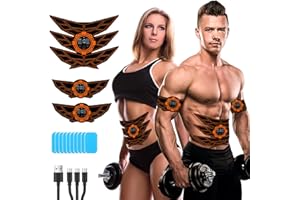 JOYTOUR EMS Muscle Stimulator ABS Trainer, ABS Stimulator Men Women, Safty Effective Quick EMS Muscle Trainer, Full-body Workout ABS Trainer, 8 Mode & 15 Intensity, 10pcs Replacement Hydrogel