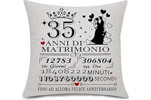 BACMAXOM 35° Regali di Matrimonio per Coppie Copricuscini Anniversario per Moglie Marito Buon Anniversario 35 Anni di Matrimonio Regalo per Coppie Genitori Nonni Marito Moglie Mamma Papà (35)