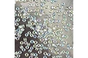 VOOMOLOVE Perline trasparenti da 2 mm, per la creazione di gioielli, 110 grammi, circa 9800 pezzi, perline in vetro 12/0 per realizzare orecchini, bracciali, ciondoli, gioielli in vita, perline fai da te fatte