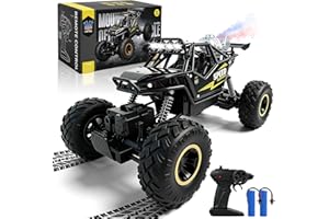 HERMORRYSS Macchina Telecomandata per Bambini, 1:14 2.4 GHz Auto Telecomandata, Macchina Radiocomandata 4x4 di Tutto Terreno con Spray e Luci, Fuoristrada Giocattolo, Regalo per Bambini (Nero)