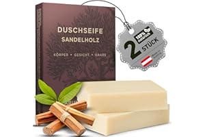 ‎LARUM SPORTS larum sports feste Duschseife Männer Sandelholz – festes Duschgel – Seife für Haare, Körper, Gesicht – festes Shampoo – Herren Naturseife – 2x Bio Seife à 85g