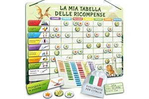 LIKARTO Tabella delle Ricompense per Bambini - Tabella magnetica con numerose attività e 280 magneti - Stimola i bambini a comportarsi bene - Calendario bambini montessori - Verde