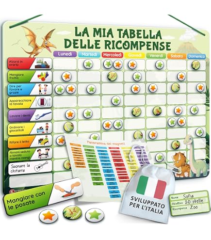 Leadigol Barattolo Delle Ricompense Per Bambini Con Stelle In Legno - Grafico Del Comportamento Positivo Con Supporto, Per Classe E Casa