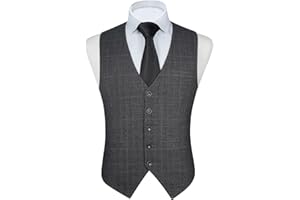 FAIMO Waistcoat Mens Formal Plaid Waistcoat Classic Check Waistcoats for Men with pockets Suit Vest