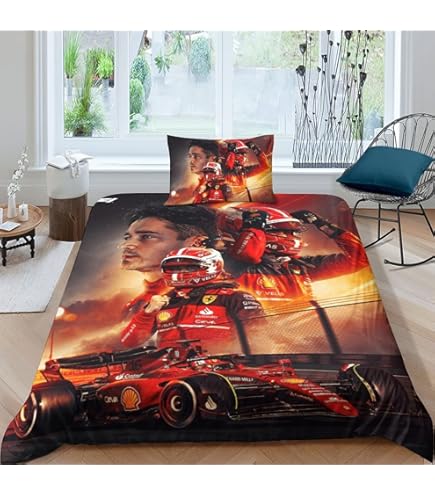 CIFEAR F1 Racing Dekbedovertrek, Jeugd Beddengoed Set met Kussensloop voor Jongens Meisjes Slaapkamer - Beddengoed Sets Geschenken voor Single (135x200cm