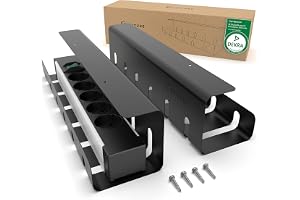 UNITURE® Kabelkanal skrivbord [DEKRA certifierad] – set om 2 – 2 x 40 cm kabelhållare – Kabeldragning – Kabelhantering under